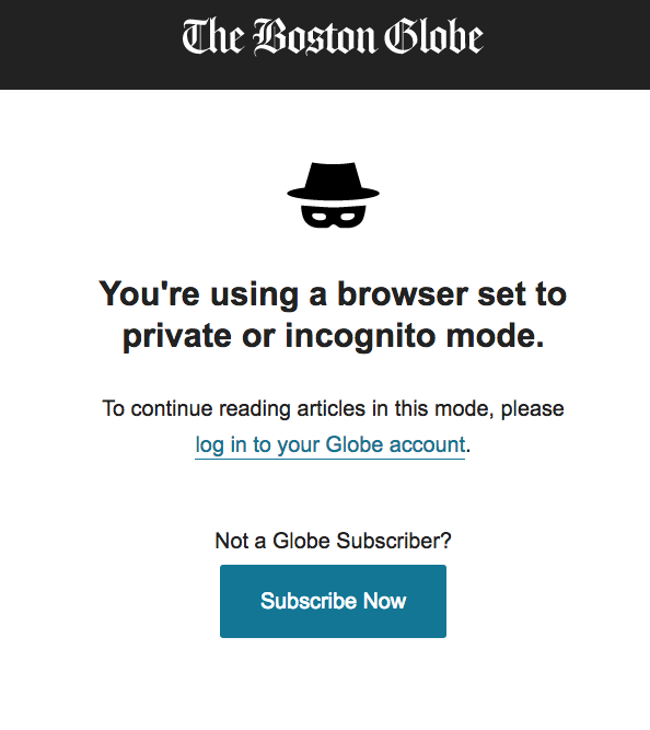 BostonGlobe.com has a new message for visitors using private mode.
