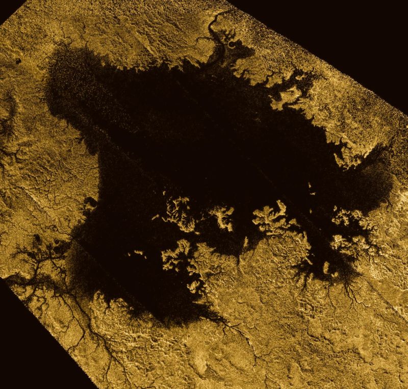 Ligeia Mare, the second-largest body of liquid hydrocarbons on Titan.