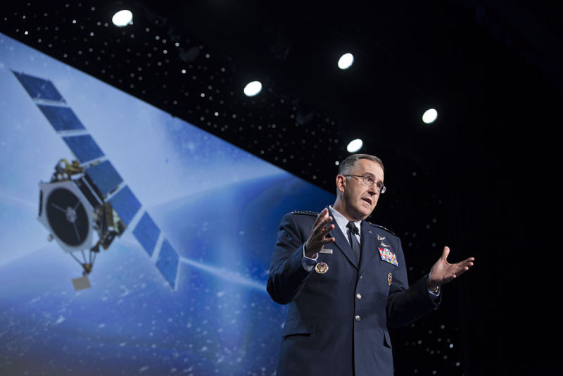 General John Hyten speaking at the 32nd Space Symposium in 2016.