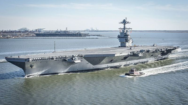 The USS <em>Gerald R. Ford</em>, underway in April during builder testing, was accepted by the Navy last month. But it still has some problems with its flight deck systems.