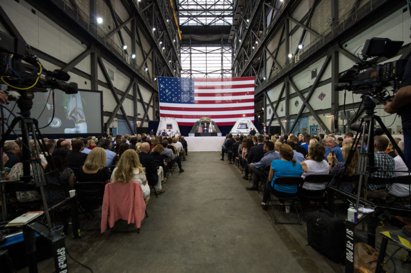 Vice President Mike Pence speaks at Kennedy Space Center earlier this year.