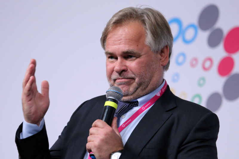 Kaspersky Lab CEO and Chairman Eugene Kaspersky speaks at a conference in Russia on July 10, 2017.