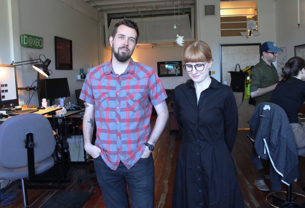 Steve Gaynor and Karla Zimonja, posing at Fullbright's office.