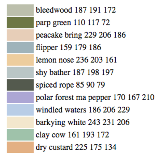 paint color names list