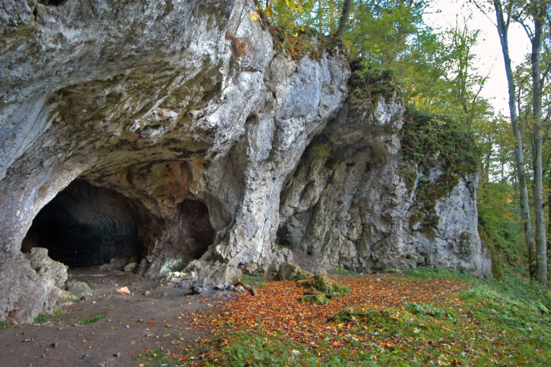 The entrance to the cave where the Neanderthal thigh bone was found in 1937.