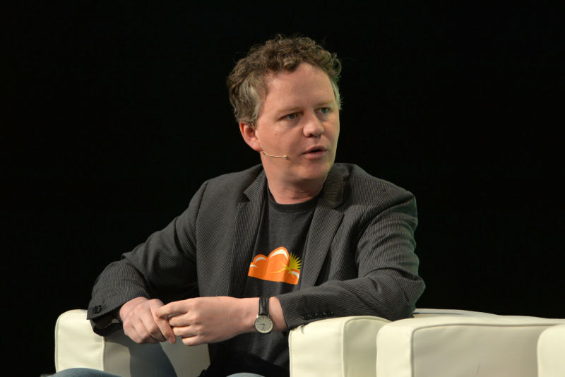 Cloudflare CEO Matthew Prince at a 2014 TechCrunch Disrupt conference in London.