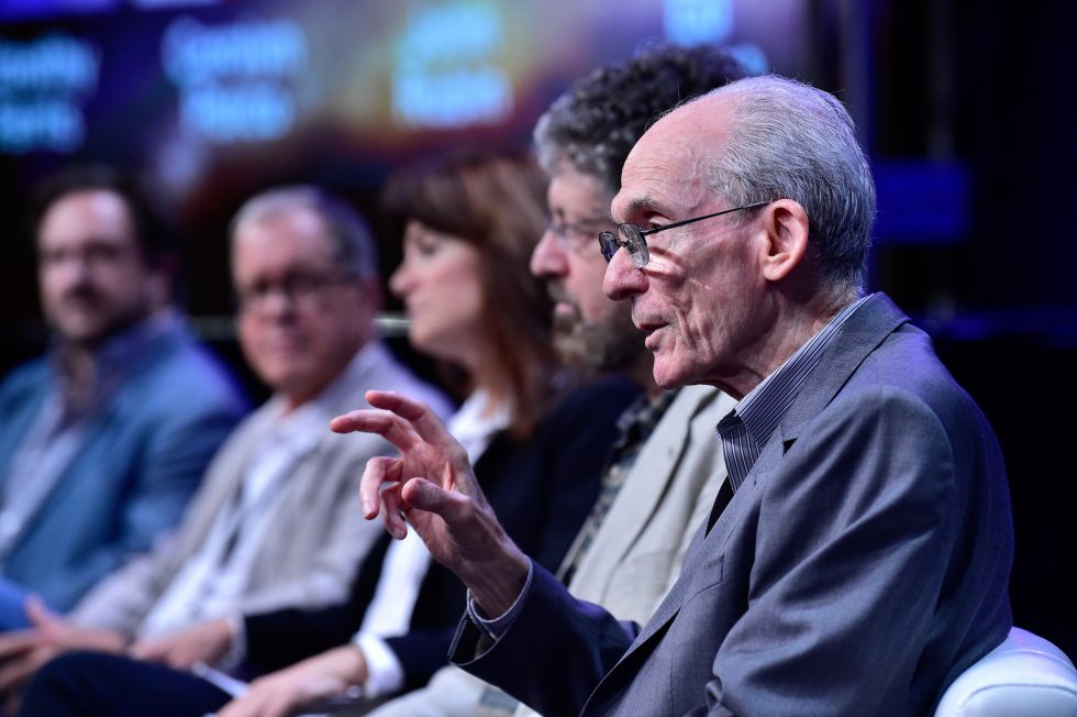 Ed Stone, project scientist for Voyager, speaks during a press event for the new PBS documentary.