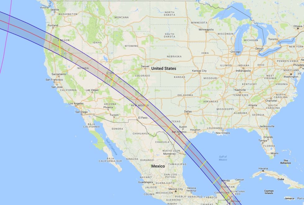 Map showing greatest eclipse for the 2023 event.