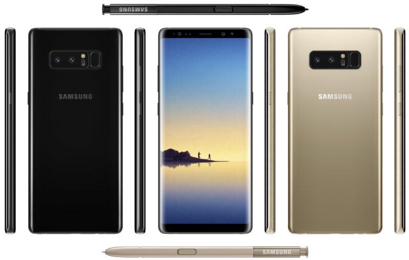 The Galaxy Note 8 press image. Check out those cameras!