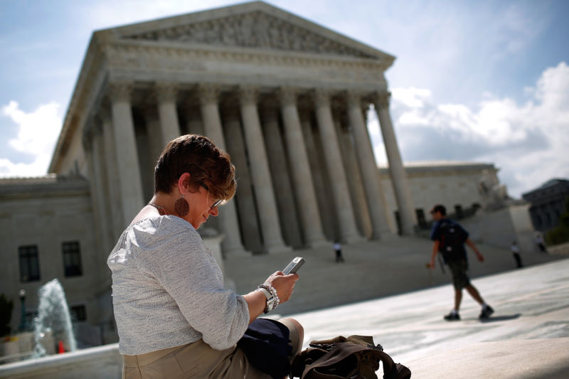 Outside the US Supreme Court in Washington, DC.