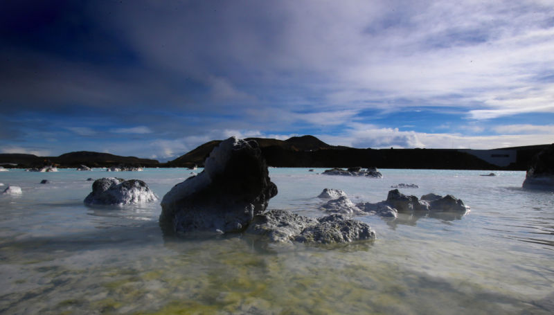 Clouds hover above the surrounding geothermal waters at the Blue Lagoon near Reykjavik, Iceland in 2008.