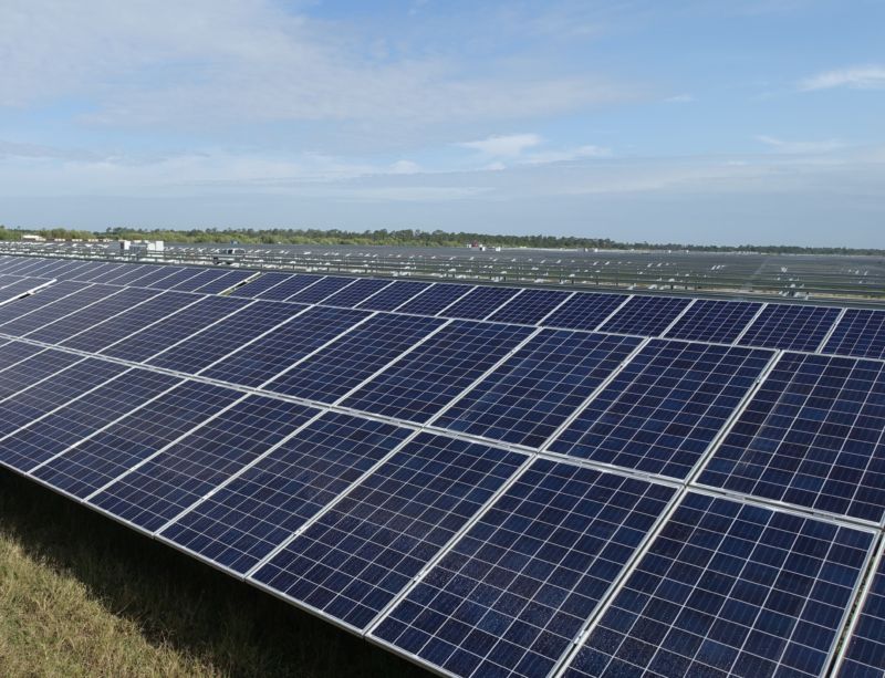 A solar farm under construction in Punta Gorda, Florida, in 2016.