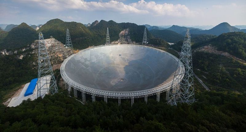 This picture taken on September 24, 2016 shows the Five-hundred-metre Aperture Spherical Radio Telescope in southwestern China's Guizhou province.