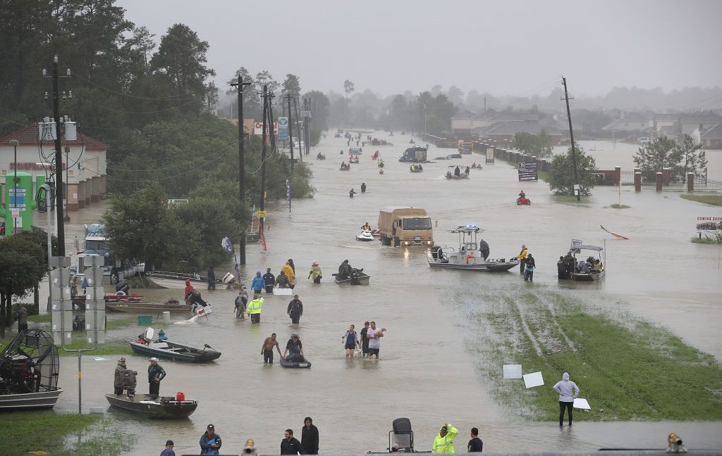 houston tx hurricane harvey woman jumps bac into water Full extent of Harvey's aftermath starts to come chilling focus Striking Images as Hurricane Harvey