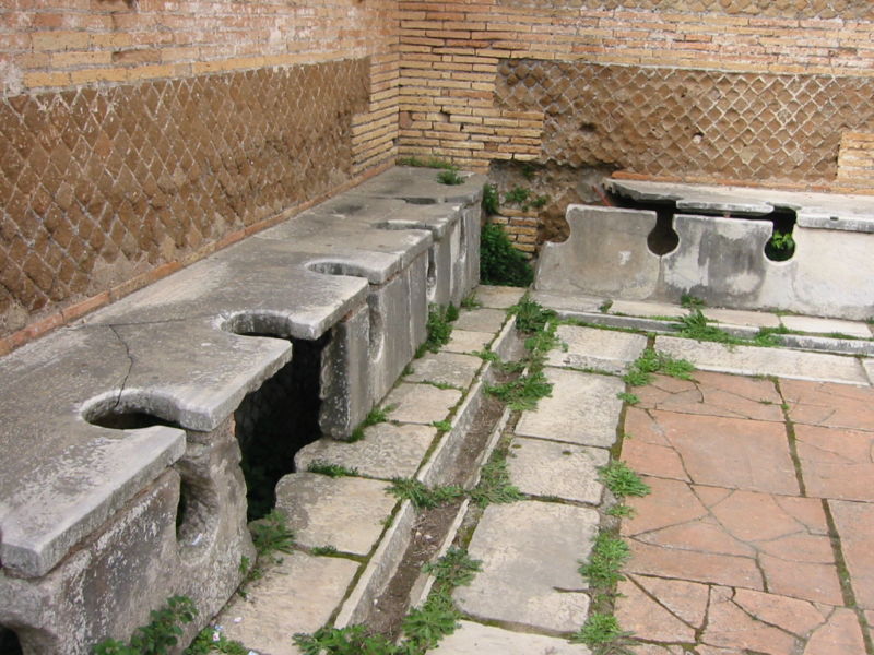 Public toilets in the Roman port city of Ostia once had running water under the seats. Ostia is where the researchers took a soil core sample to analyze lead pollution from pipe runoff.