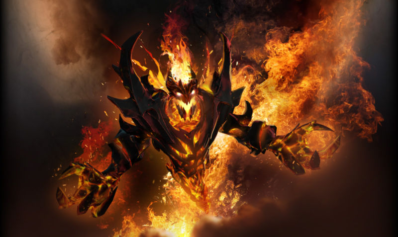 Screenshot of a fiery video game monster.