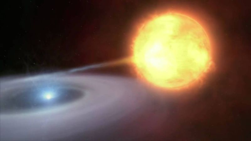 When the smaller star finally explodes, its companion will naturally be hit by the debris.