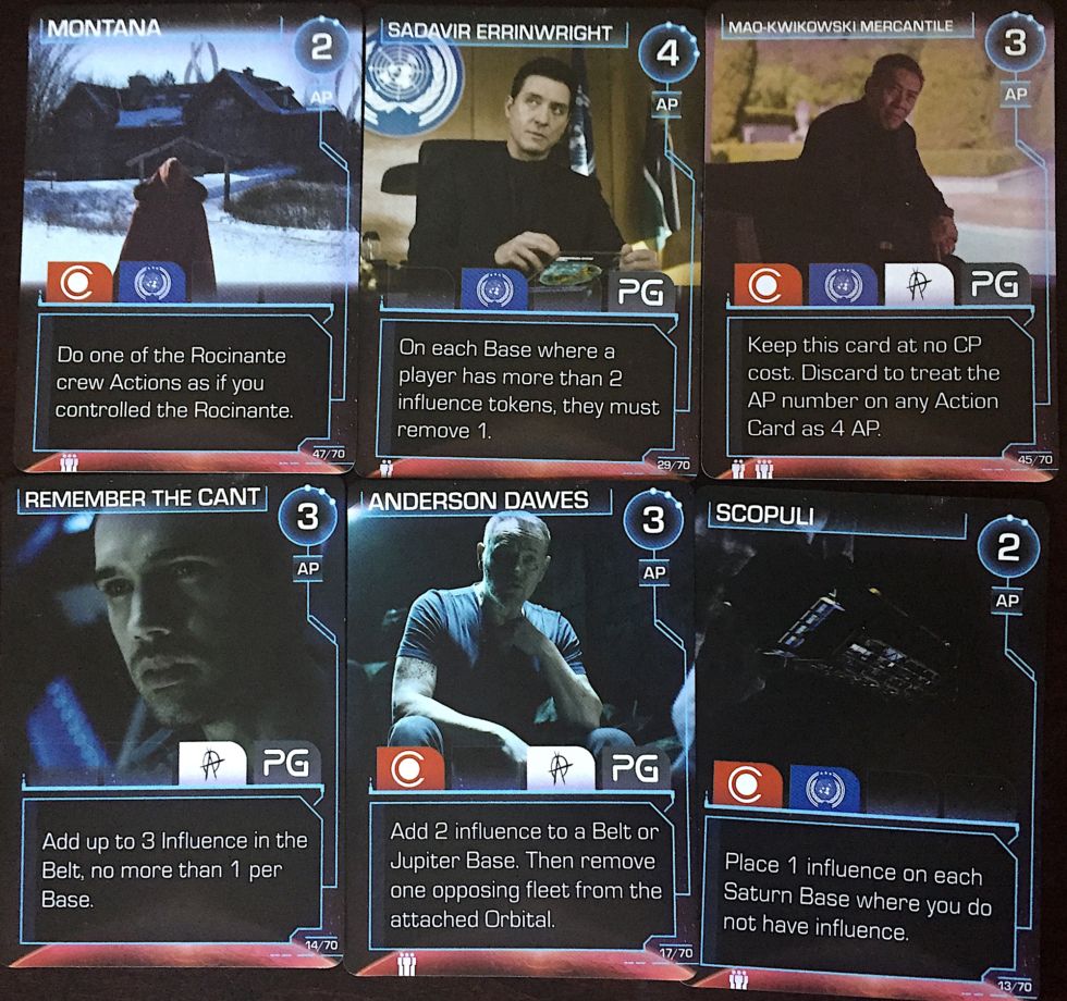 Some of the game's many event cards.