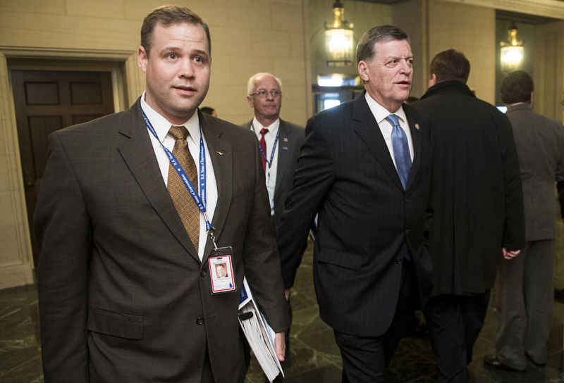 Jim Bridentstine, left, in the halls of Congress.