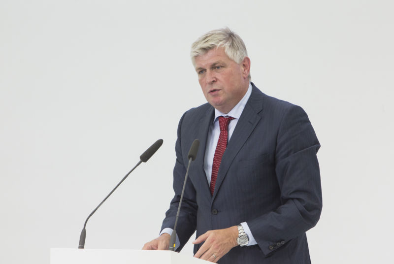 Wolfgang Hatz, head of development at Porsche AG, speaks during a presentation to announce the expansion of the luxury automaker's research and development center in Weissach, Germany on Friday, July 18, 2014.  Photographer: Martin Leissl/Bloomberg via Getty Images