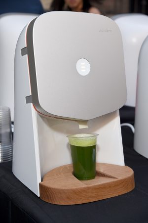 A Juicero juicer on display. (Photo by Michael Kovac/Getty Images for The Humane Society of the United States)