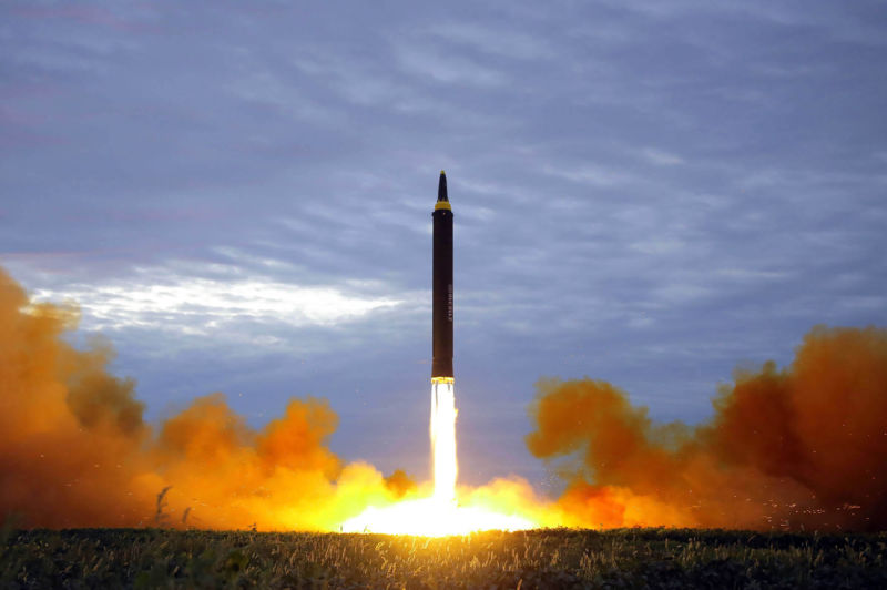 A Korean Central News Agency (KCNA) photo of the ballistic missile test on August 29, 2017. North Korea has conducted another test. 