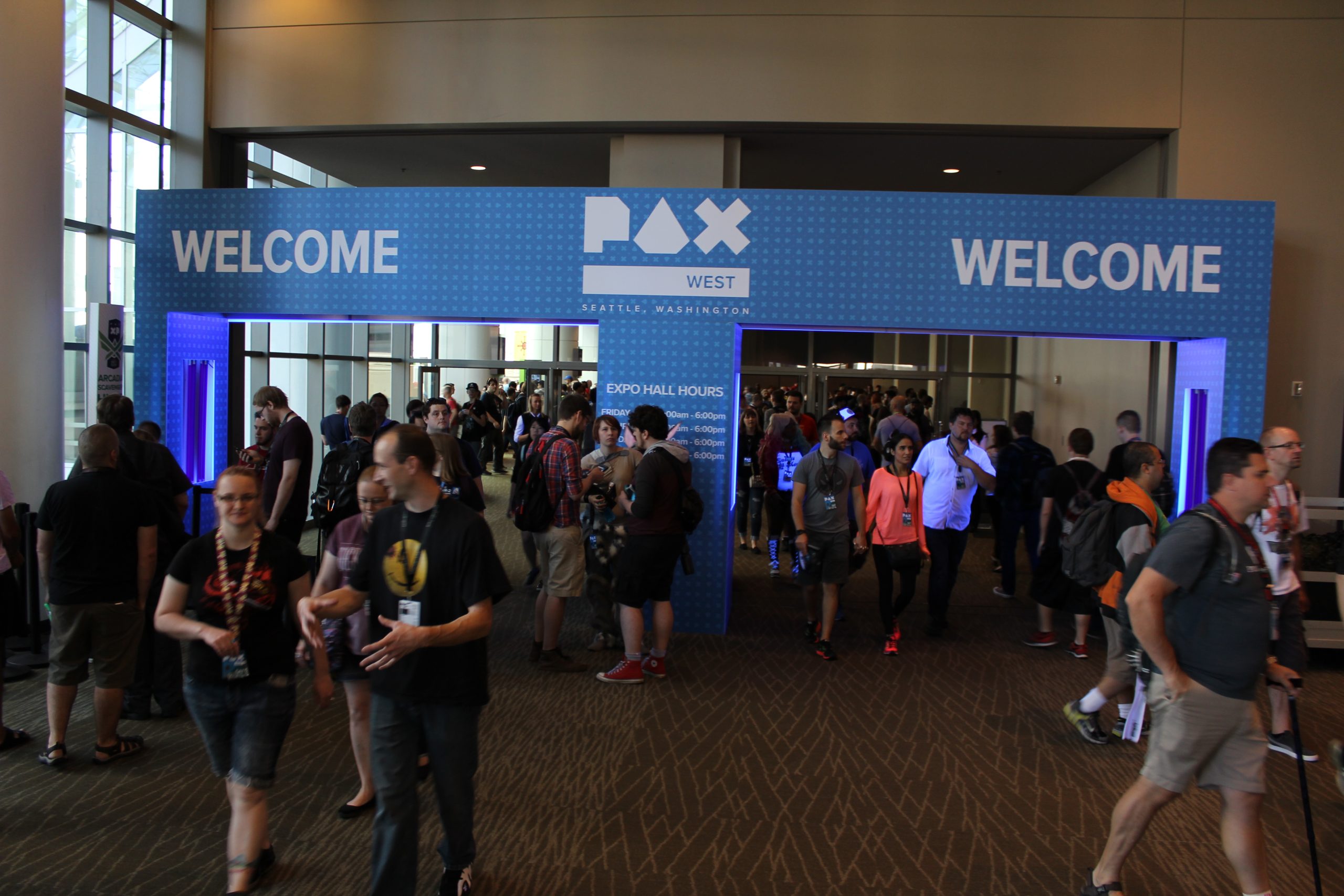Visitors entering PAX West gaming convention in Seattle