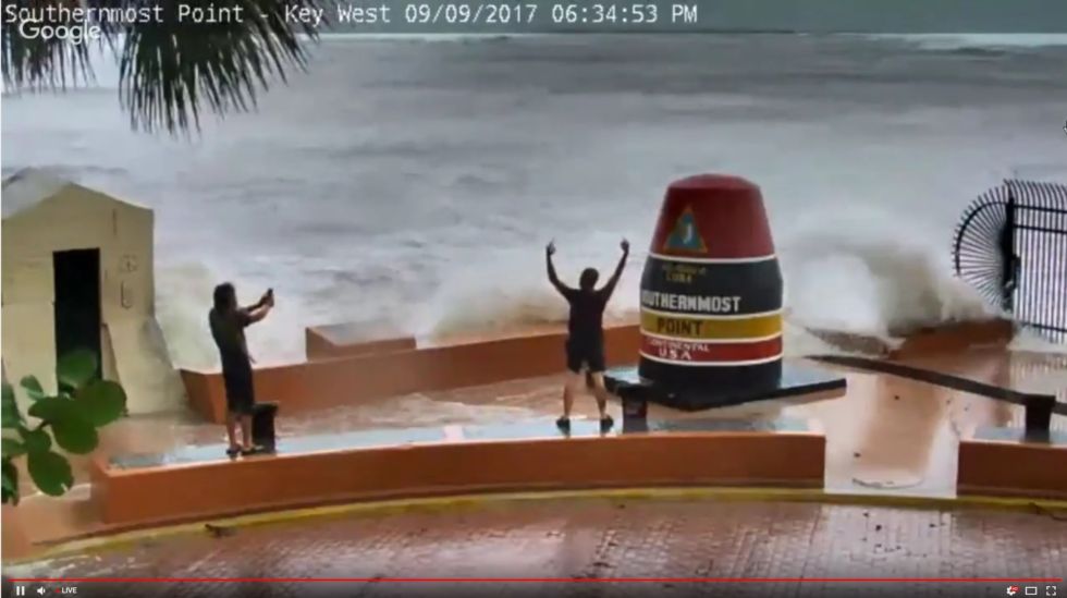 A screenshot from the Southernmost Point webcam on Saturday evening.