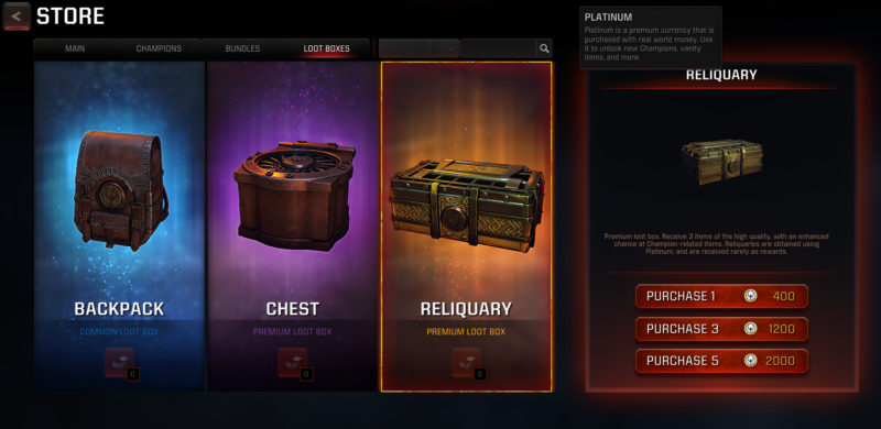 Screenshot of prizes.