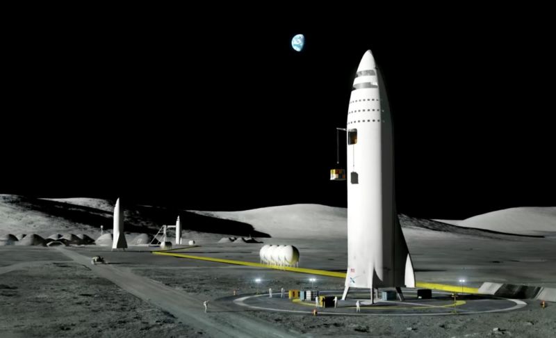 SpaceX will build the BFR rocket and the BFS spaceship (shown here on the Moon) near its California headquarters.