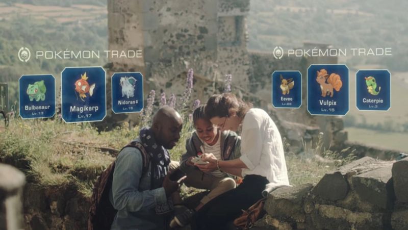 An image from an early <em>Pokemon Go</em> trailer that still doesn't reflect anything that's possible in the actual game.