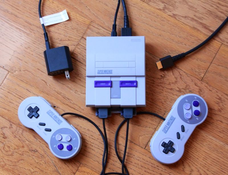 The clean look of the SNES Classic gets ruined a bit the second you plug stuff in.