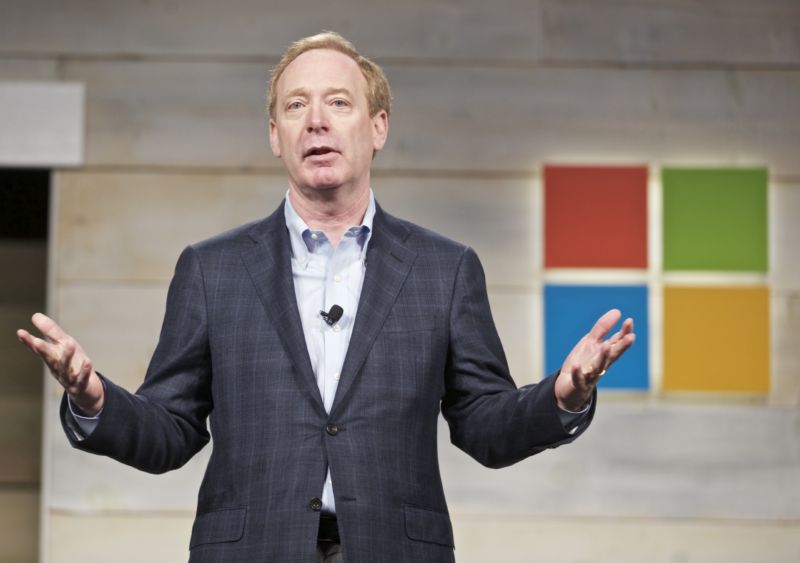 Microsoft's Brad Smith addresses shareholders during Microsoft Shareholders Meeting December 3, 2014 in Bellevue, Washington.