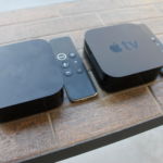 The Apple TV 4K and the Apple TV with their remotes.
