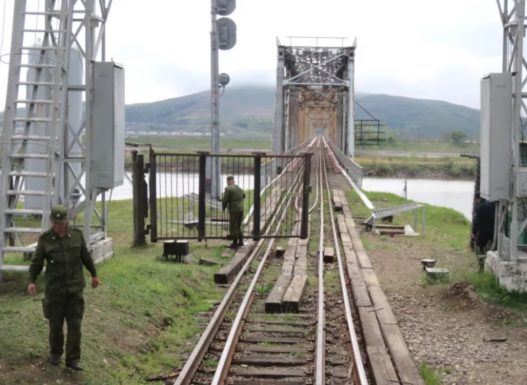 The North Korean border post for the Friendship Bridge, the rail link connecting North Korea to Russia. It now carries an Internet connection for North Korea to the rest of the world as well.
