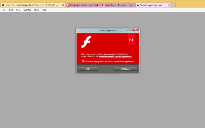 Equifax website borked again, this time to redirect to fake Flash update