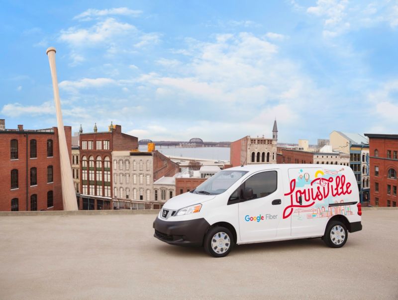 A Google Fiber van in Louisville.