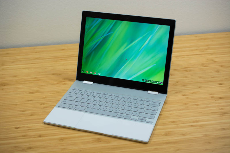 The original Pixelbook's 12.3-inch QHD display has large bezels around it for better grip in tablet mode.