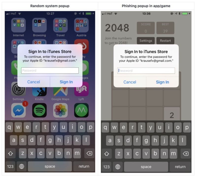 Beware of sketchy iOS popups that want your Apple ID