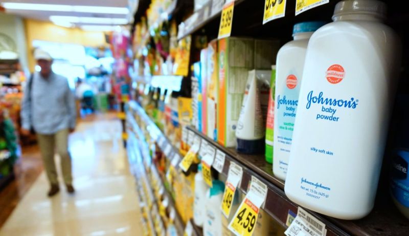 Johnson's baby powder, stocked at a supermarket shelf in Alhambra, California. 