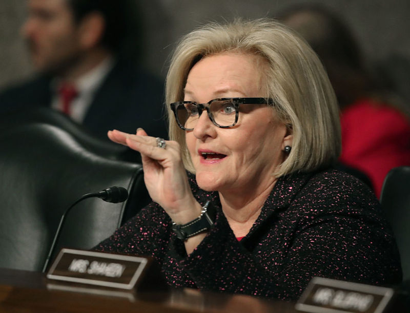 US Sen. Claire McCaskill (D-Mo.) at a hearing earlier this year. 