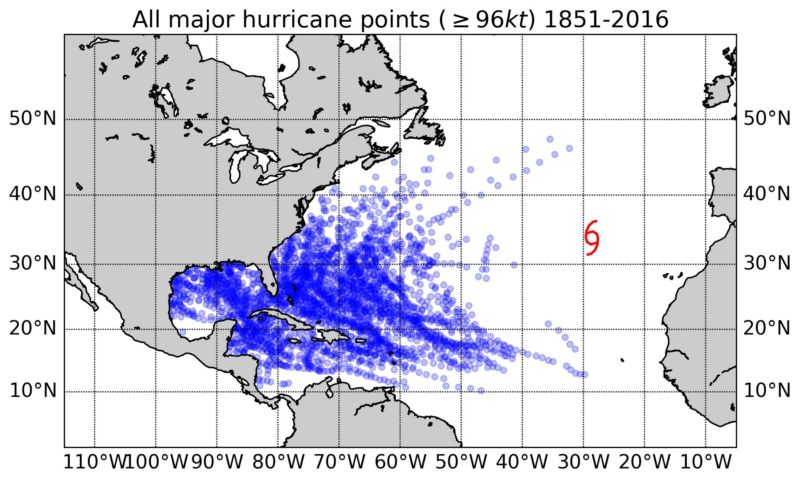 It's safe to say that as a major hurricane, Ophelia was something of an outlier on Saturday.