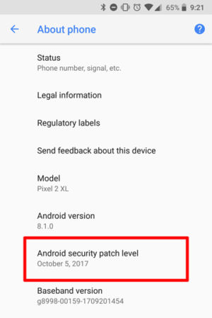 Android's security patch level.