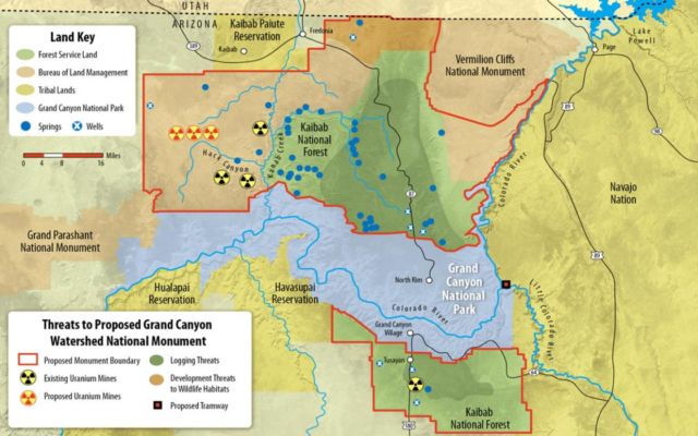 A 2015 map from the environmental advocacy group Sierra Club shows existing and proposed uranium mines.