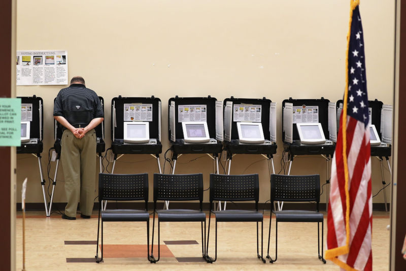 A man casts his ballot during a special election in Georgia's 6th Congressional District special election at North Fulton Government Service Center on June 20, 2017 in Sandy Springs, Georgia.