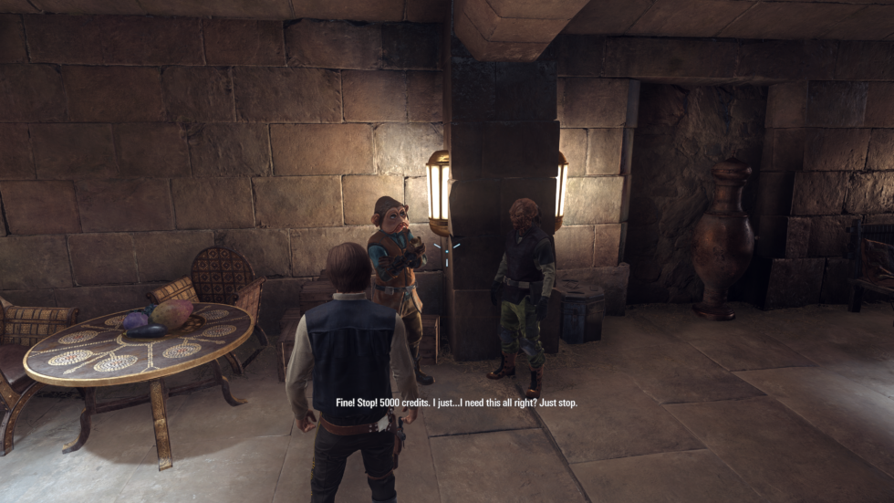 During one very, very slow mission, Han Solo overhears a few conversations. This one, about people bickering over how many credits a debtor should pay, feels waaaay too on-the-nose after this week's loot box debacle.