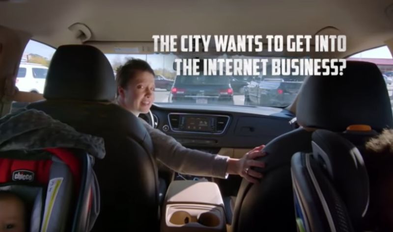 Still from an industry-funded ad warning against municipal broadband in Fort Collins, Colorado.
