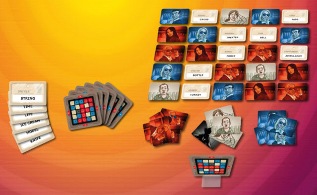 <em>Codenames: Duet</em> is a two-player variant of Ars-approved party game <em>Codenames</em>, pictured here.