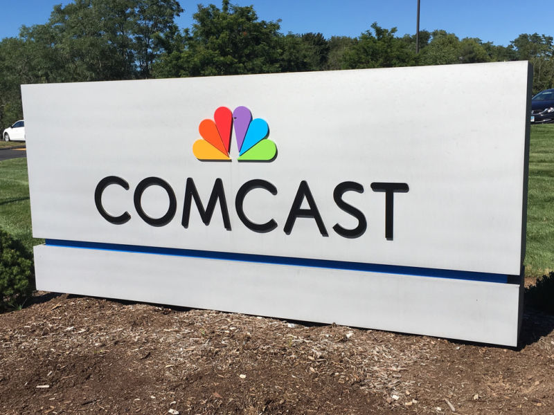 A Comcast sign.