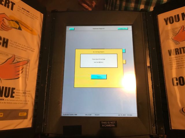 A voting machine is submitted to abuse in DEFCON's Voting Village at the <a href="https://arstechnica.com/information-technology/2017/11/hacking-the-vote-threats-keep-changing-but-election-it-sadly-stays-the-same/">2016 conference</a>.